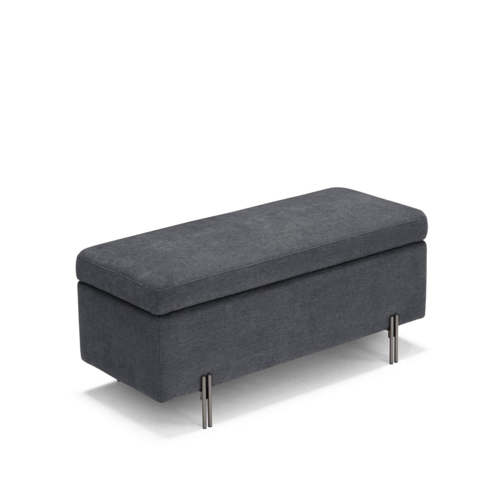 Banc de rangement en tissu chenille gris foncé 110x45 cm - Maisons du Monde