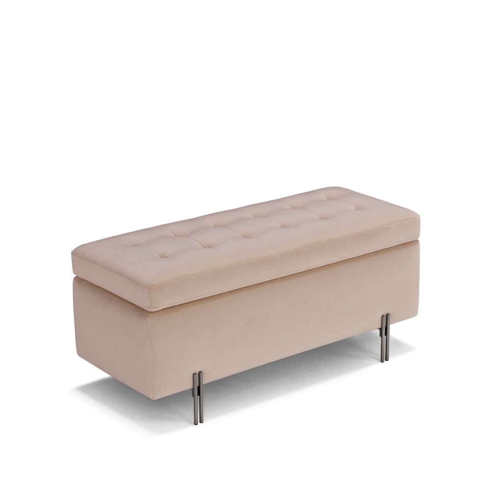 Banc rangement fabriqué en Italie matelassé en velours camel 110x45 cm - Maisons du Monde