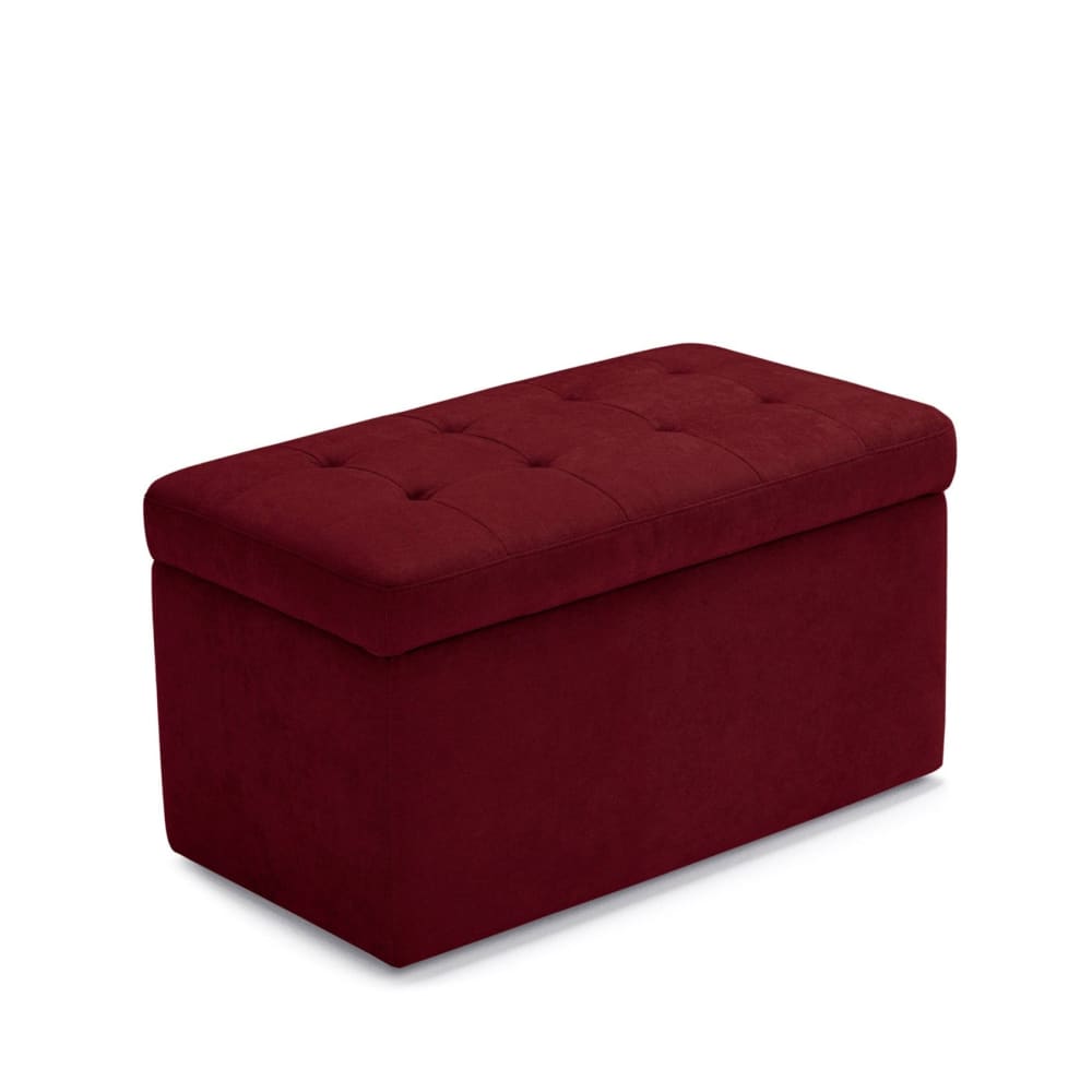 Banquette de rangement matelassée en tissu chenille bordeaux 80x40 cm - Maisons du Monde