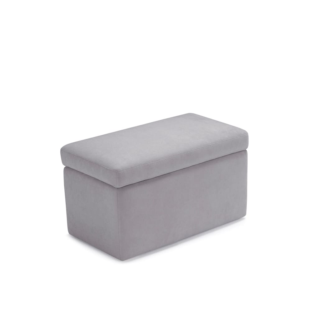 Banc de rangement en tissu chenille gris clair 80x40 cm - Maisons du Monde
