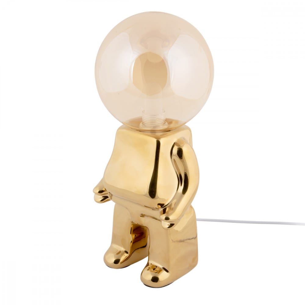 Lampe de table céramique couleur doré 12x12x27cm — vue 4