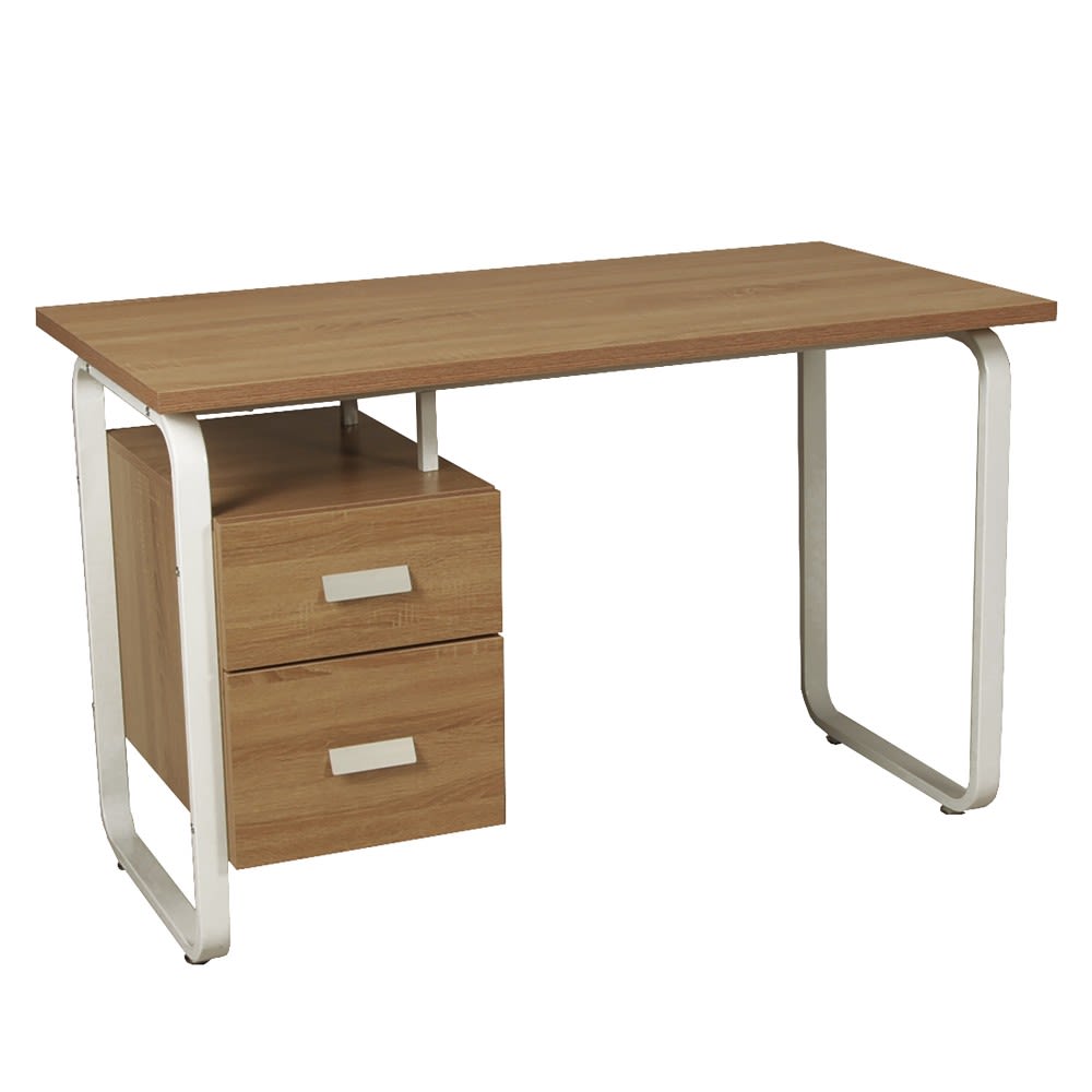 Weber industries Schreibtisch 2 Schubladen, 80x48 cm, Holzeffekt Beige Spanplatte