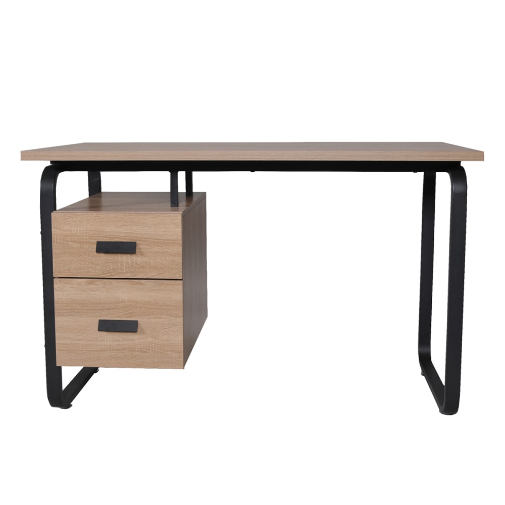 Weber industries Schreibtisch mit 2 Schubladen, 80x48 cm, Holzeffekt Beige Spanplatte