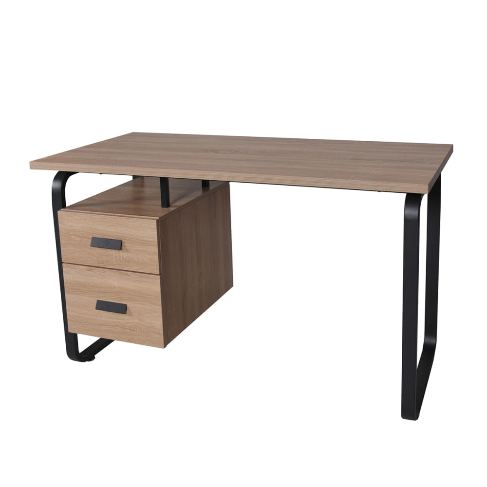 Bureau avec 2 tiroirs effet bois clair et pieds métal noir - Maisons du Monde