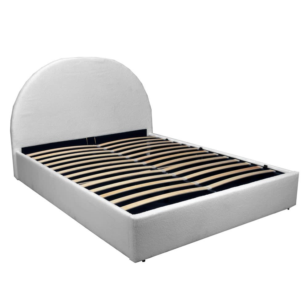 Lit coffre 2 places en tissu bouclette blanc 140x190 Lit coffre 2 places en tissu bouclette blanc 140x190
