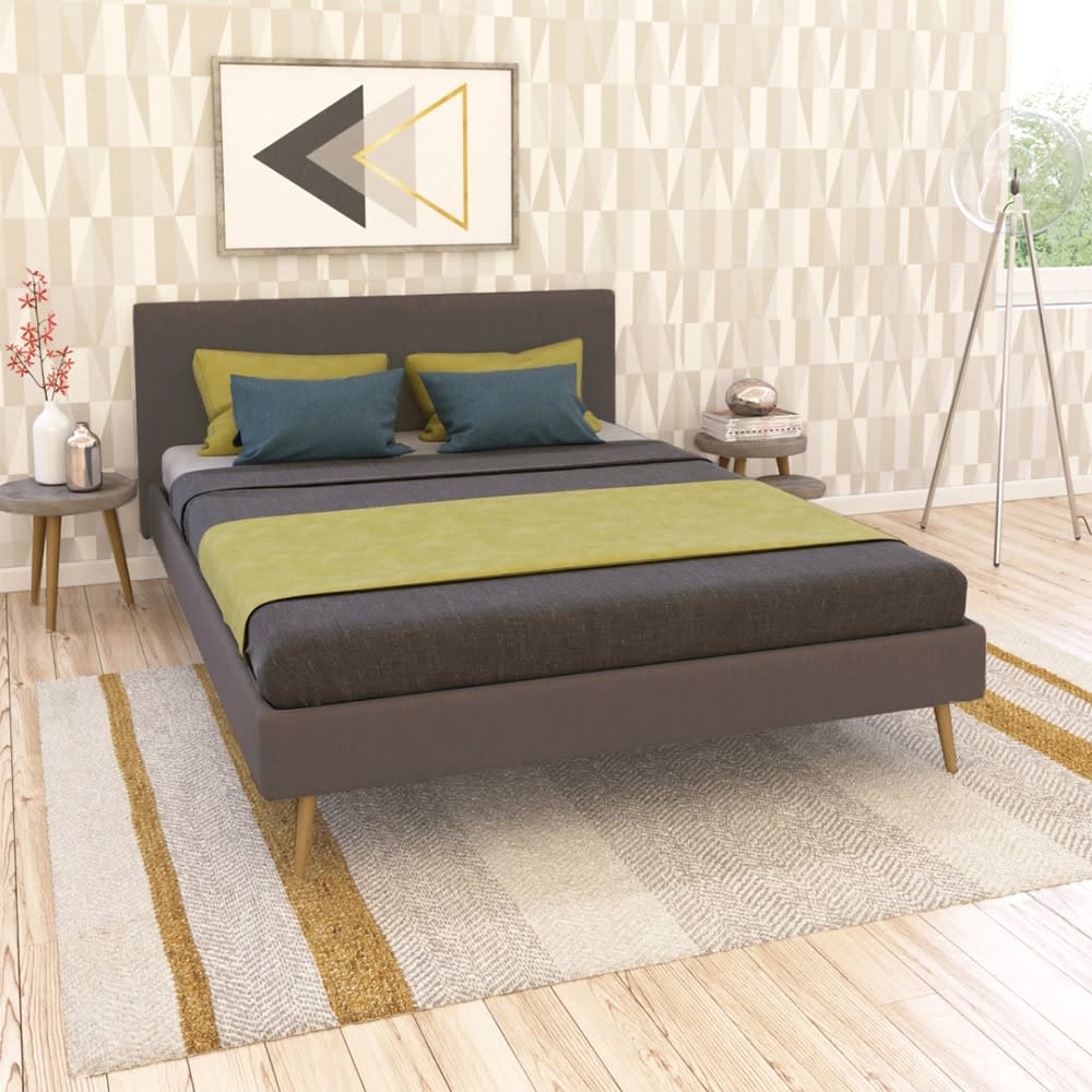 Lit, tissu gris foncé 160x200 cm - Maisons du Monde