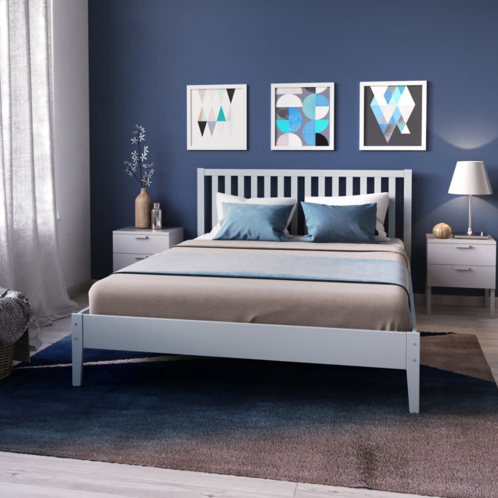 Doppelbett aus Fichtenholz, 140x190 cm, grau - Maisons Du Monde