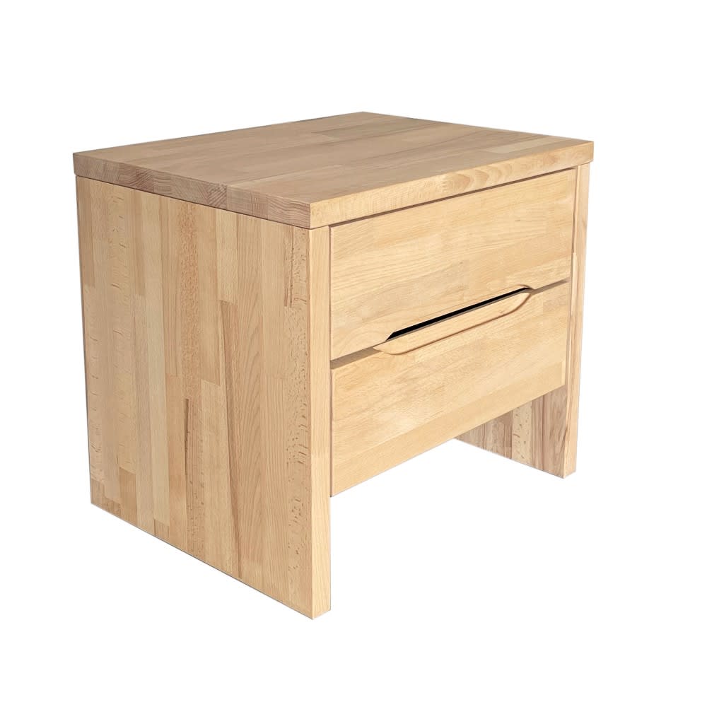 Weber industries Nachttisch mit 2 Schubladen aus massiver, geölter Buche Beige Holz