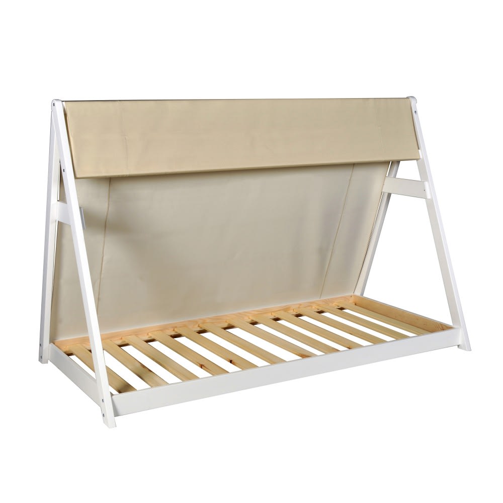 Weber industries Hausbett mit Stoff und Lattenrost, 90x190cm, weiß Holz Baby