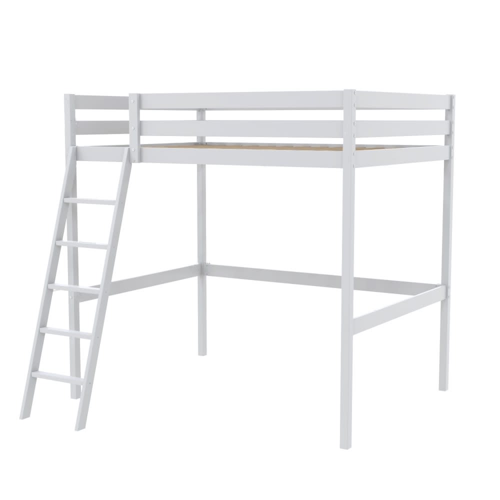 Lit mezzanine 2 places en pin, blanc, 140x190 cm