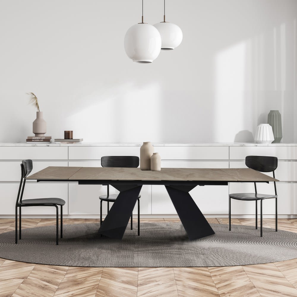 Table à manger extensible grise 6 à 10 personnes L160/240