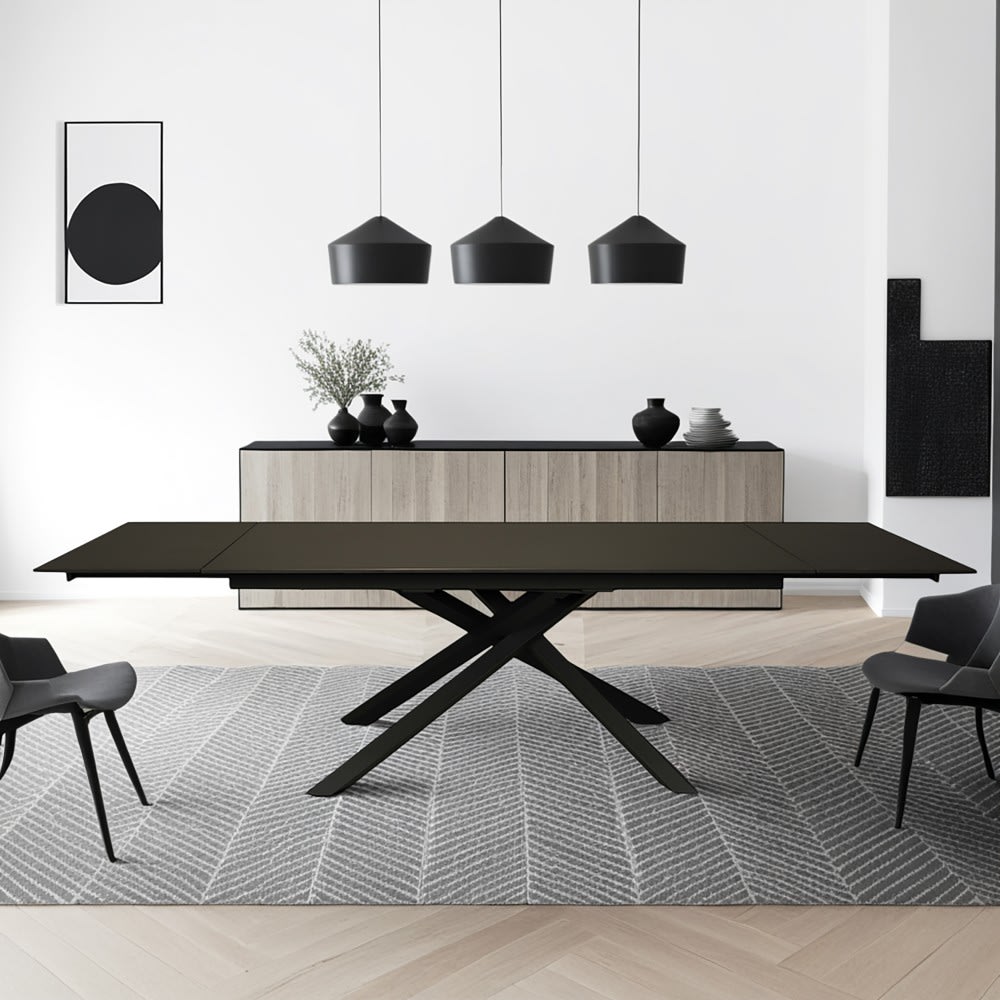 Table à manger 12 personnes, anthracite, l280 - Maisons du Monde
