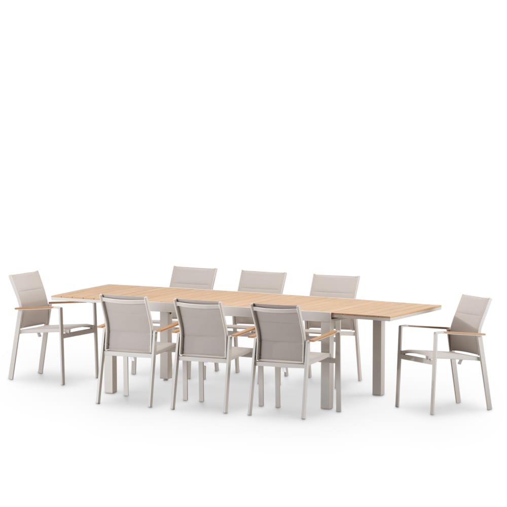 Set table jardin 300/200x100cm et 6 chaises alum beige e textilene