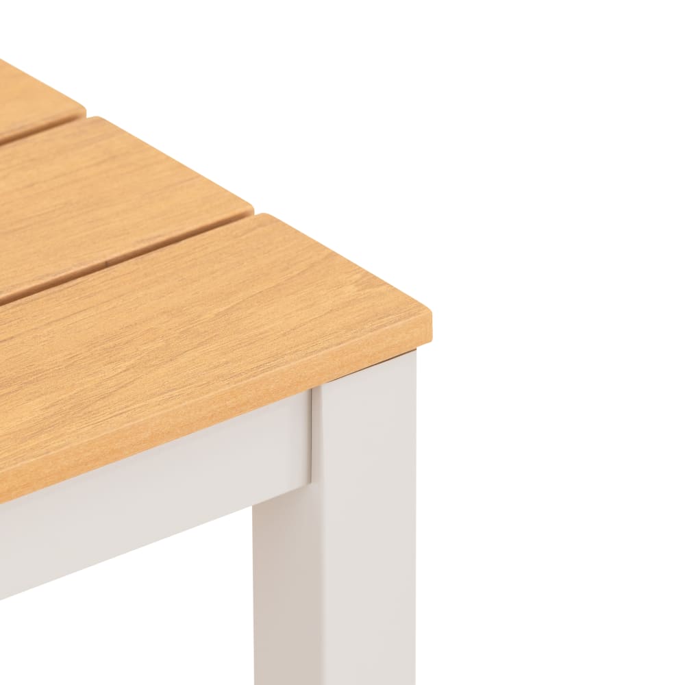 Table d'appoint jardin alum beige et lattes en imitation bois - Maisons du Monde