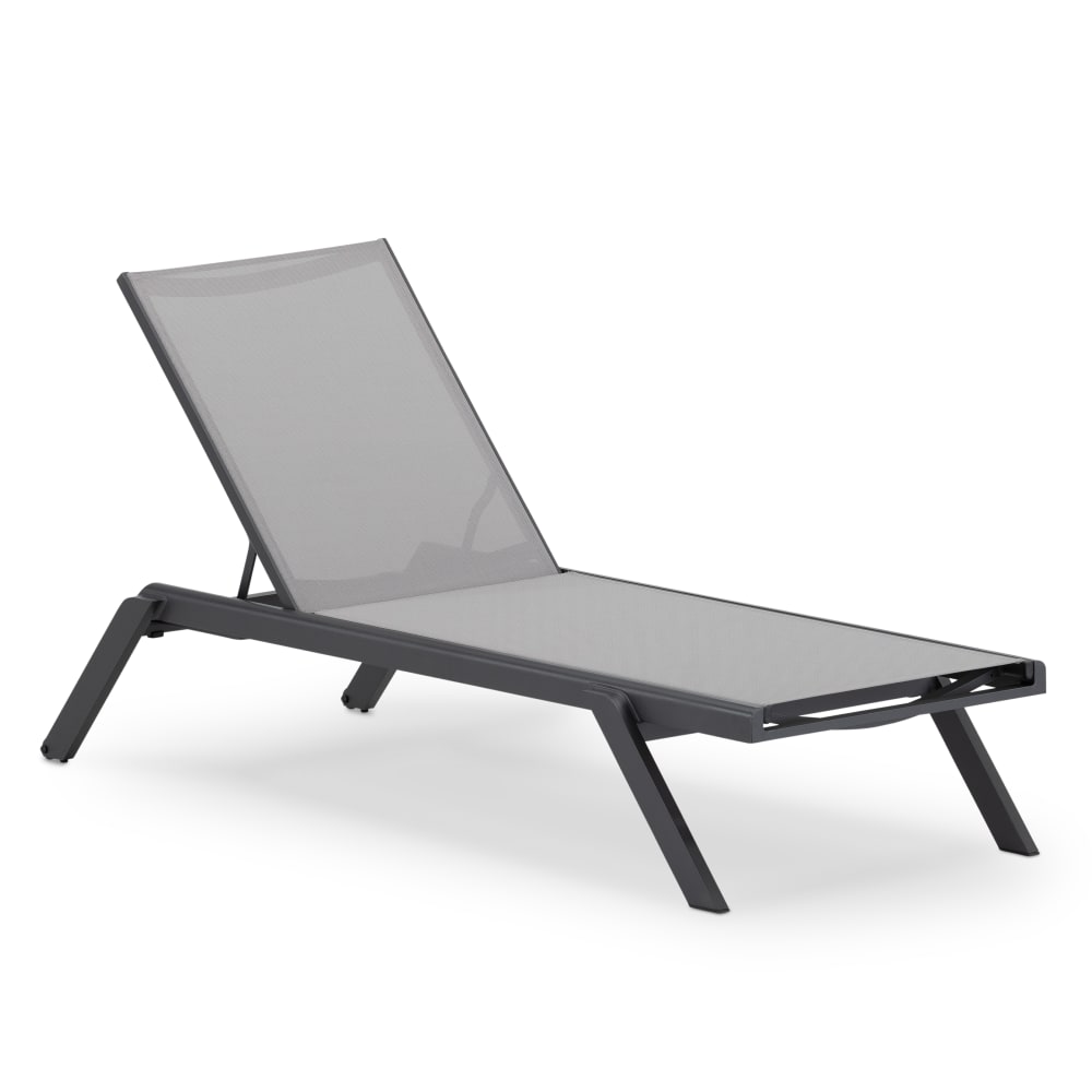 Chaise longue de jardin en aluminium et textilène anthracite