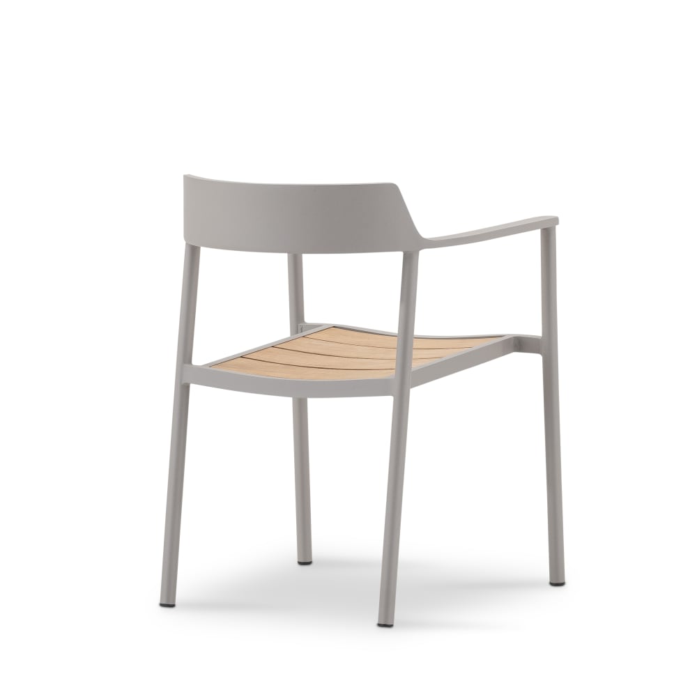 Pack de 4 chaises empilables de jardin en aluminium beige et teck - Maisons du Monde