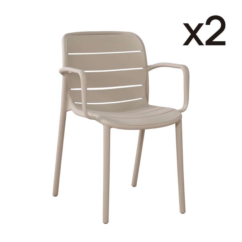 Lot de 2 chaises de jardin empilables en polypropylène beige