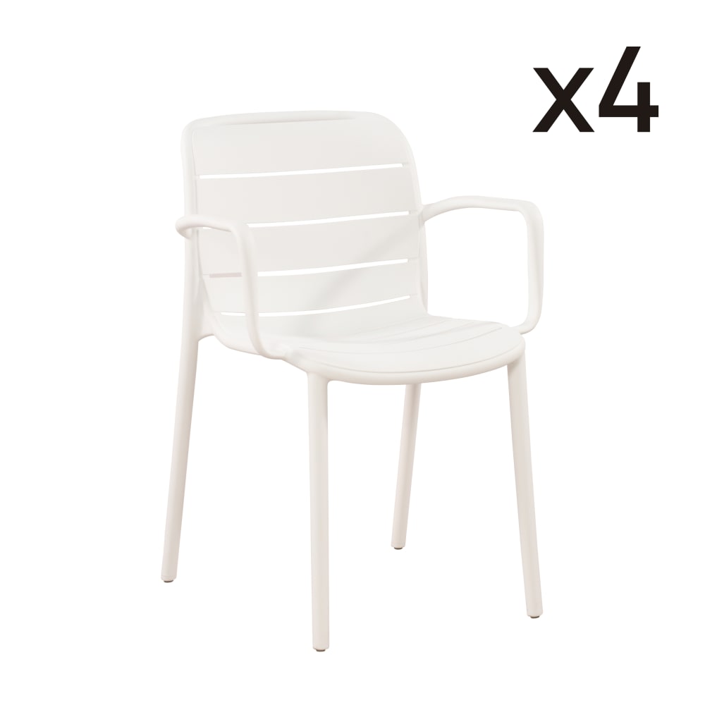 Lot de 4 chaises de jardin empilables en polypropylène blanc