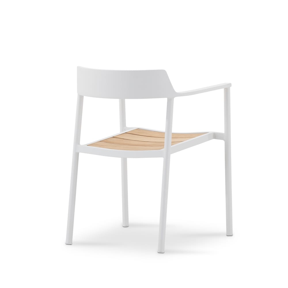 Pack de 4 chaises empilables de jardin alum blanc et teck - Maisons du Monde