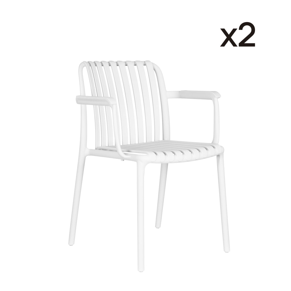 Lot de 2 chaises de jardin empilables en polypropylène blanc
