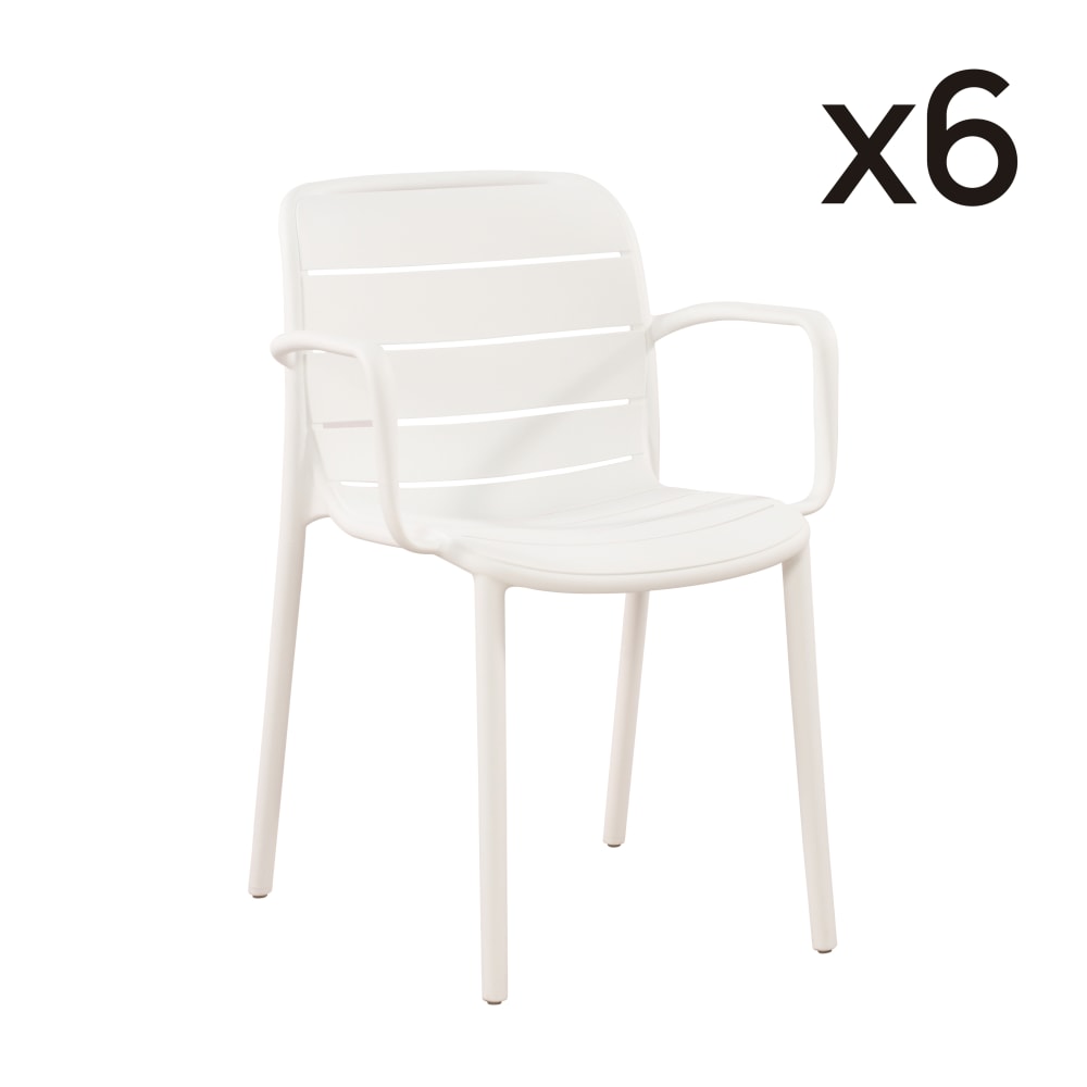 Lot de 6 chaises de jardin empilables en polypropylène blanc