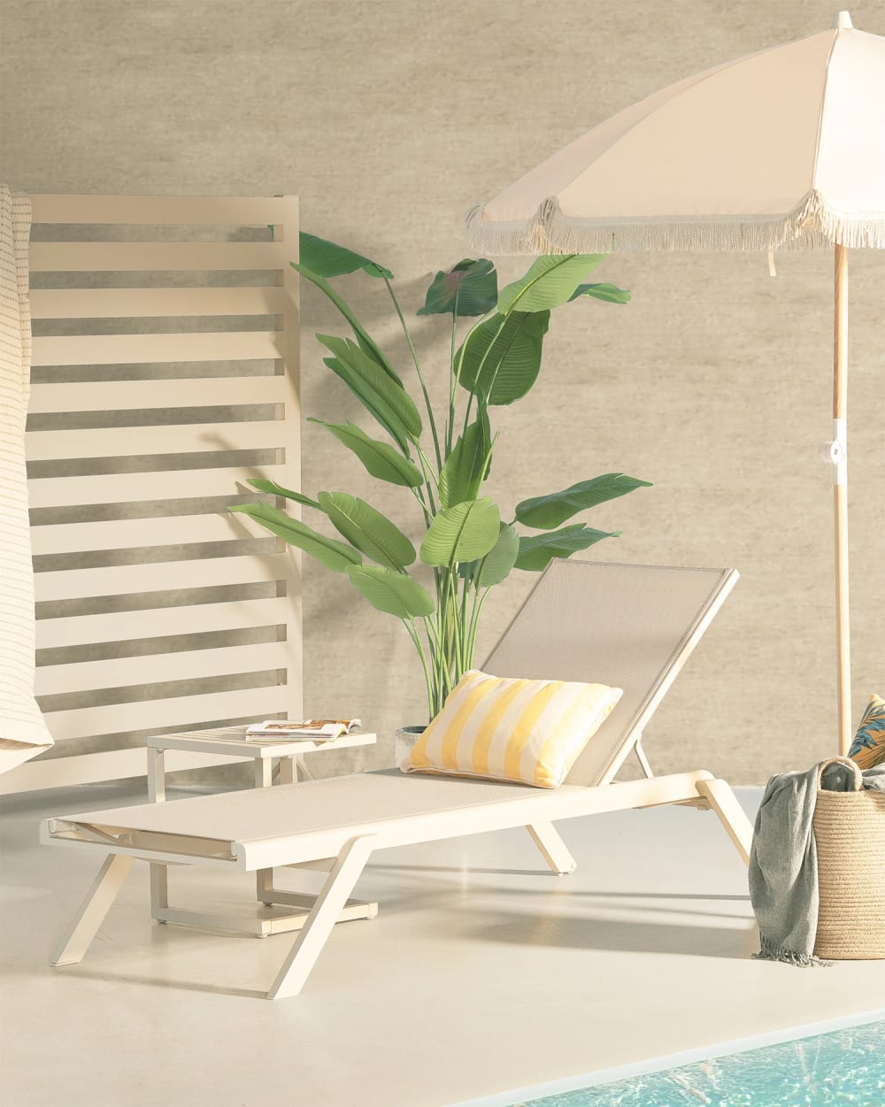 Pack de 8 chaises longues de jardin en aluminium beige - Maisons du Monde