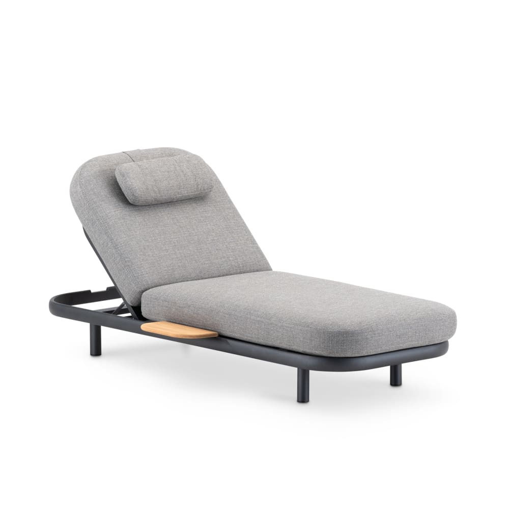 Bain de soleil de jardin en aluminium avec coussin et table anthracite