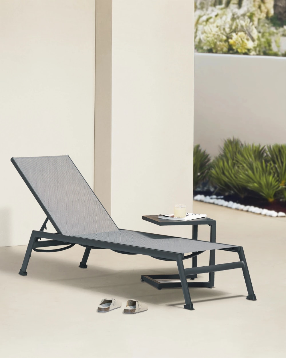 Pack de 6 chaises longues de jardin en aluminium anthracite - Maisons du Monde