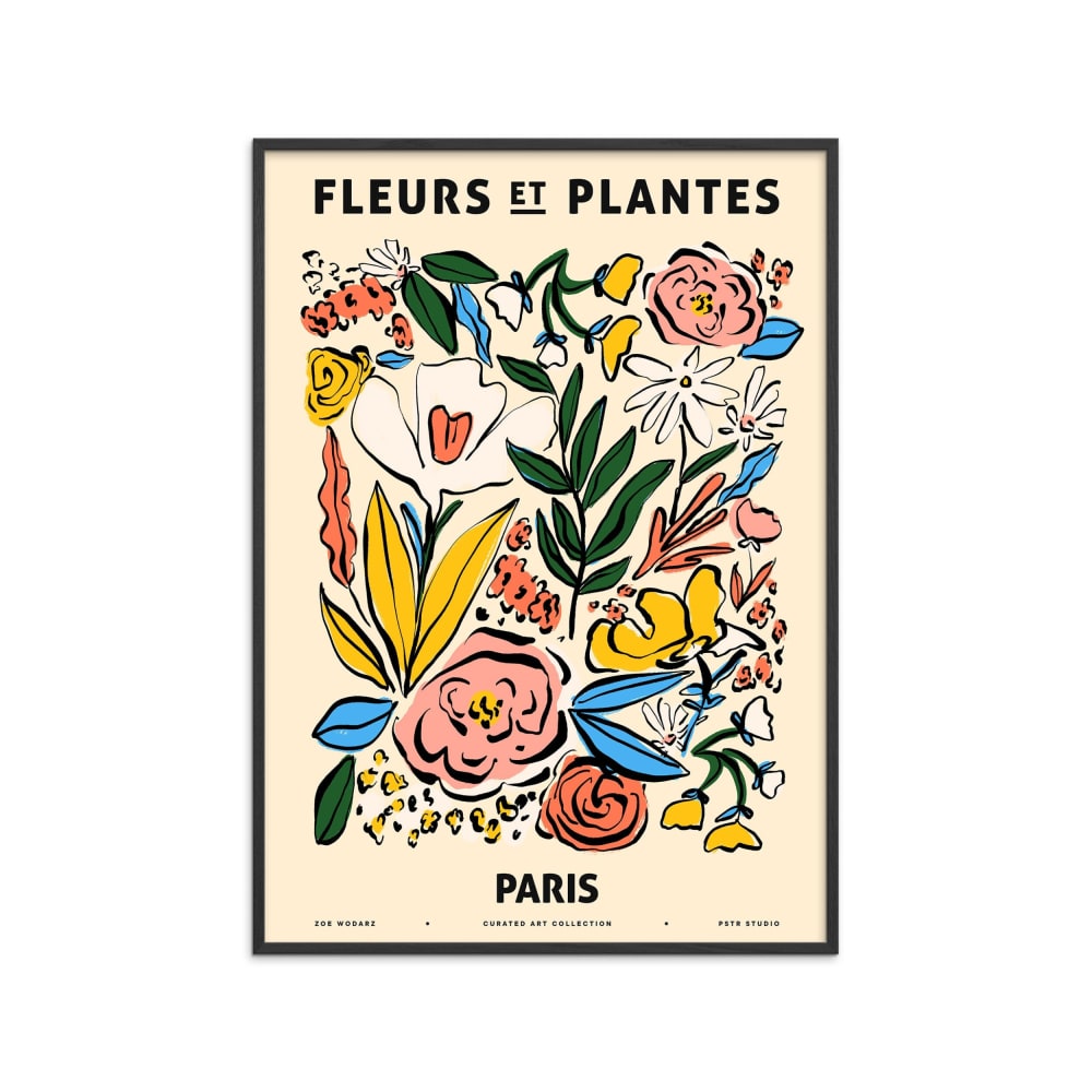 Affiche ''Zoe - Fleurs et Plantes - Paris'' Cadre noir - 50x70 cm