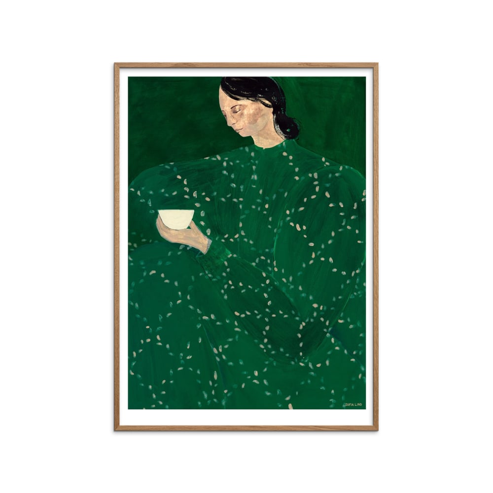 Affiche ''Coffee Alone At Place De Clichy'' Cadre en Chêne - 50x70 cm