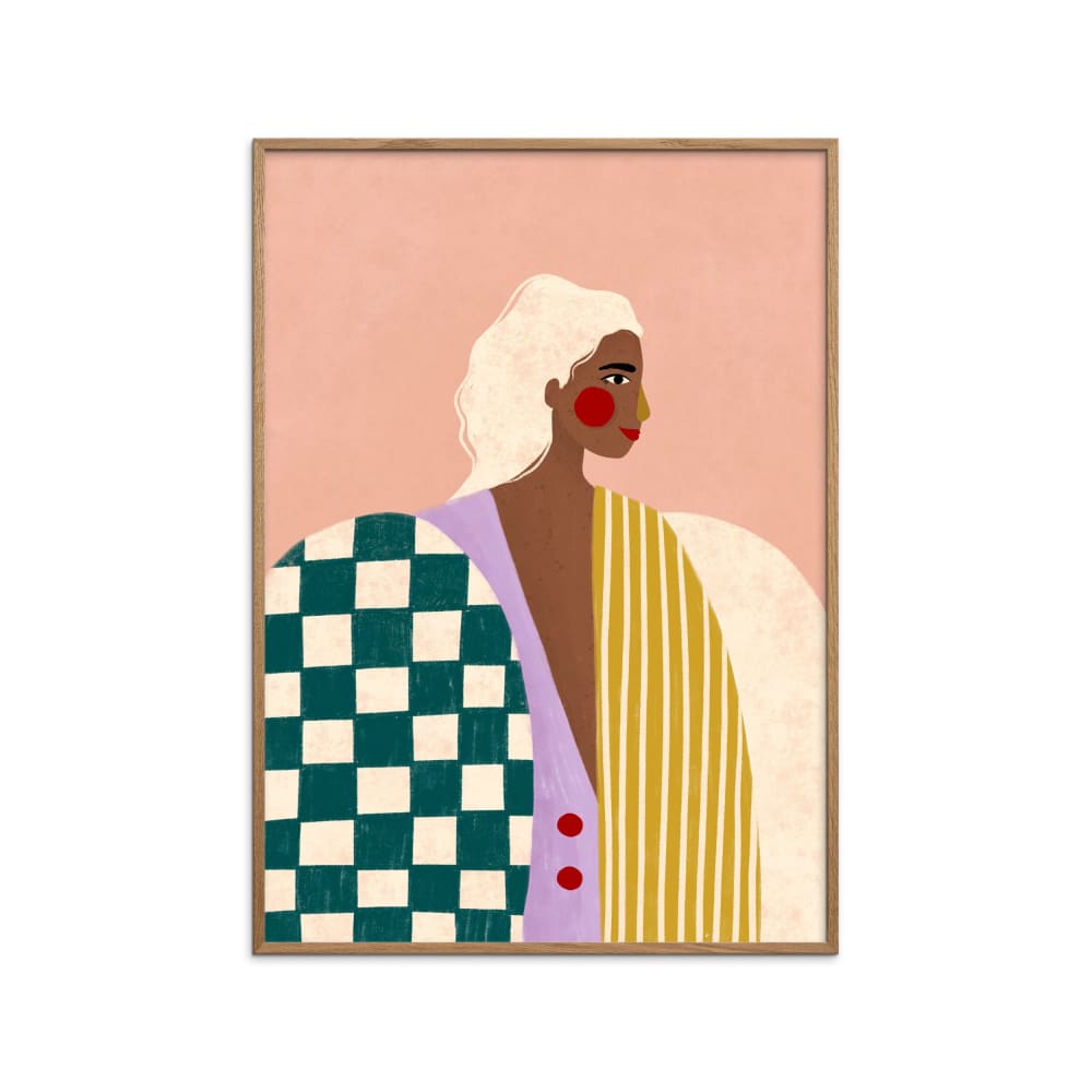 Affiche ''Funky Blouse'' Cadre en Chêne - 50x70 cm