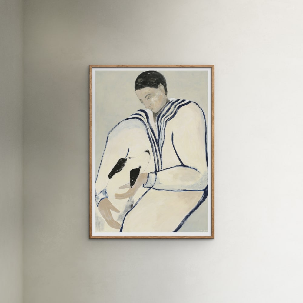 Affiche ''Man and Dog'' Cadre en Chêne - 30x40 cm