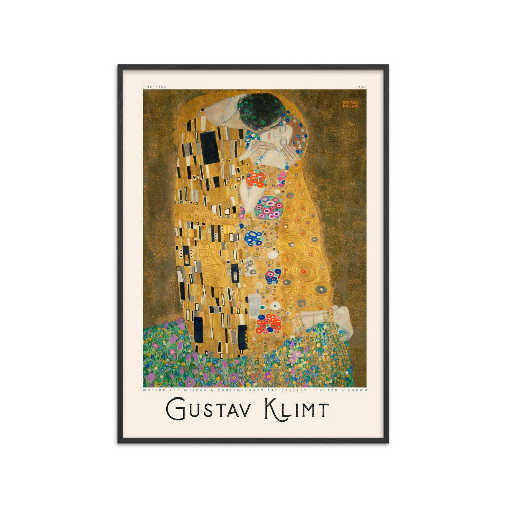 Affiche ''Gustav Klimt - The Kiss'' Cadre noir - 50x70 cm