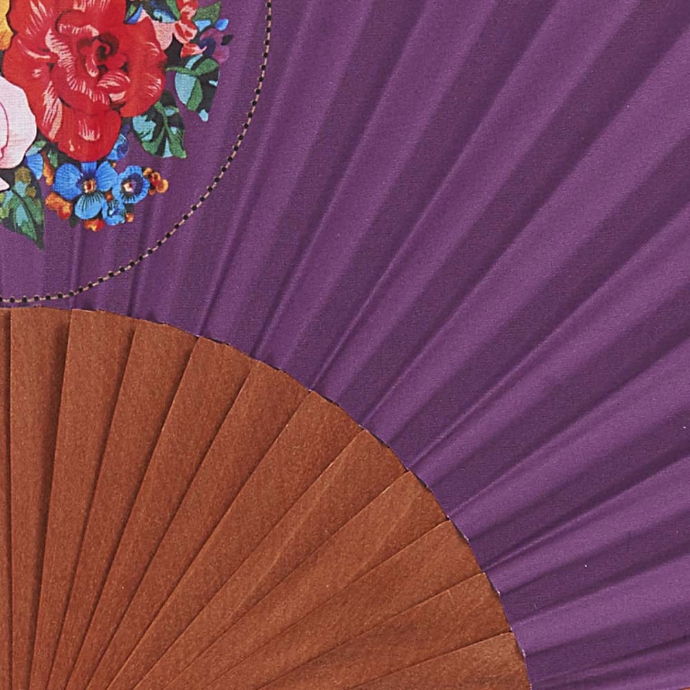 Eventail bois de merisier motif fleuri violet - Maisons du Monde