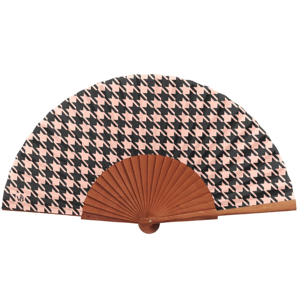 Vent de Bohème Fächer aus Kirschholz Hahnentritt Rosa style classic chic Rosa