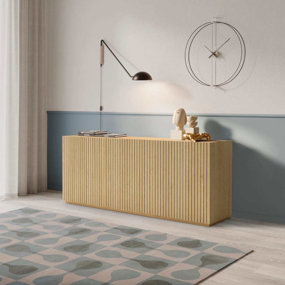 Sideboard mit 3 Türen und 6 Fächern in Eichenholzoptik 178x78 cm