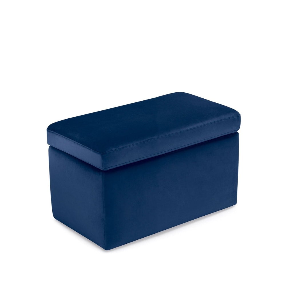 Banc conteneur fabriqué en Italie en velours bleu 80x40 cm - Maisons du Monde