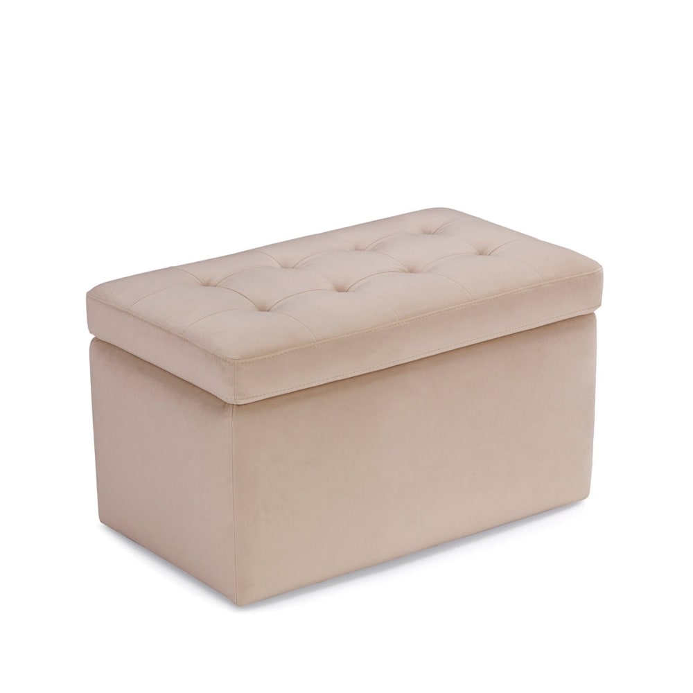 Banc rangement fabriqué en Italie matelassé velours camel 80x47 cm - Maisons du Monde