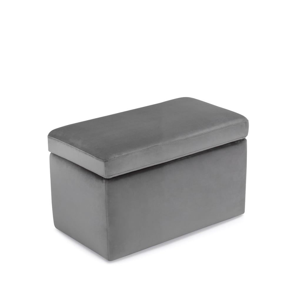 Banc conteneur fabriqué en Italie en velours gris 80x40 cm - Maisons du Monde