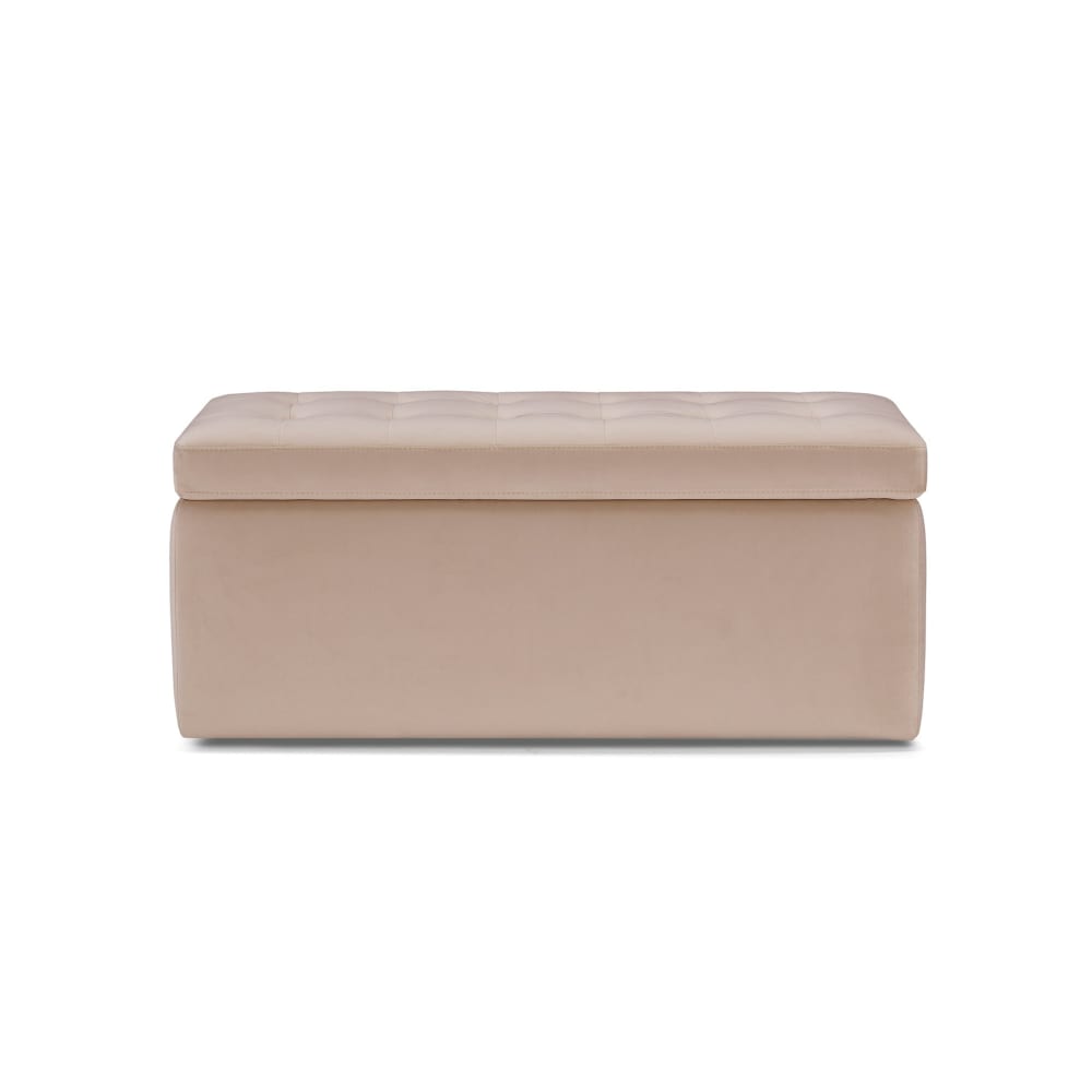 Banc rangement fabriqué en Italie matelassé en velours camel 110x50 cm - Maisons du Monde