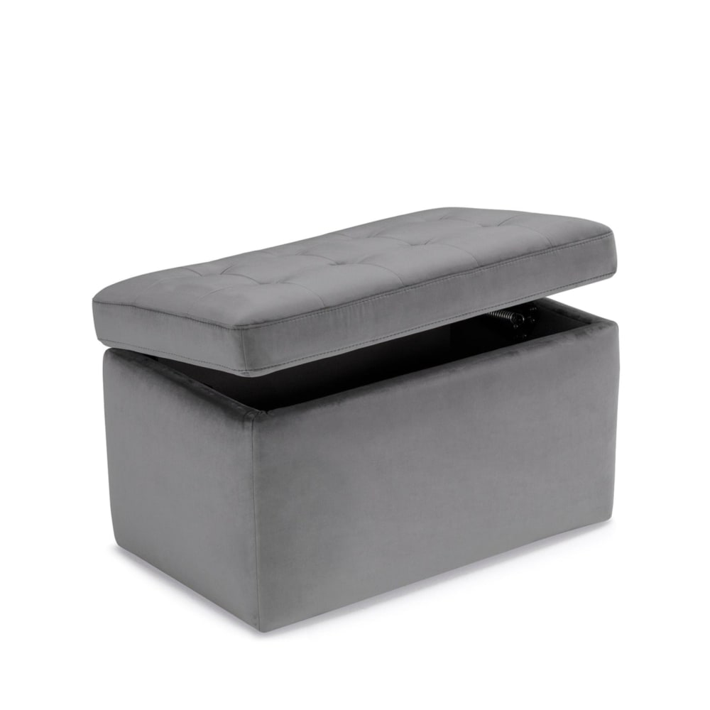 Banc rangement fabriqué en Italie matelassé en velours gris 80x47 cm