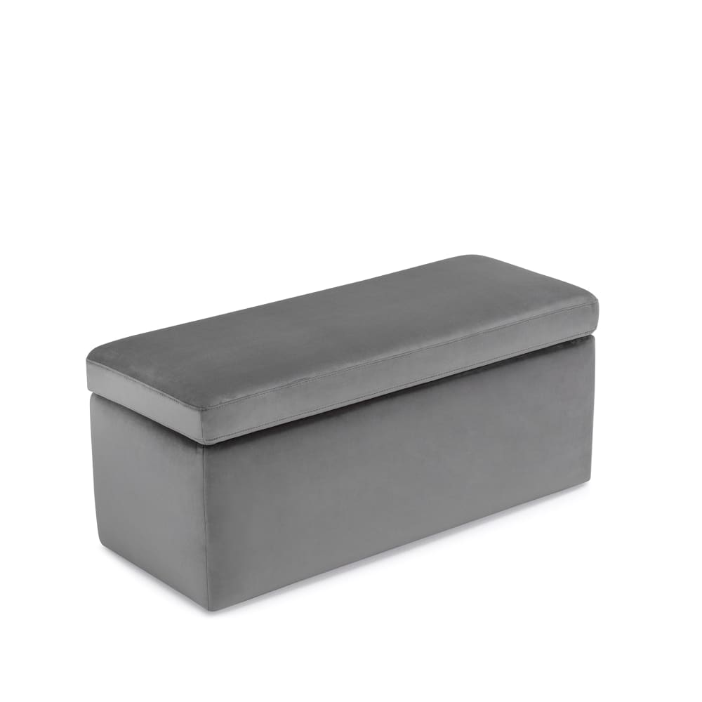 Banc conteneur fabriqué en Italie en velours gris 110x45 cm - Maisons du Monde