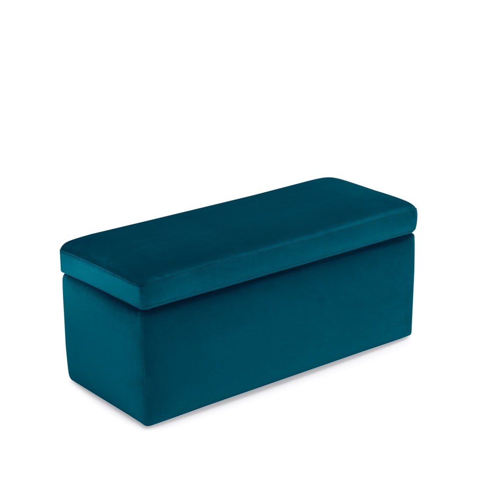 Banc de rangement fabriqué en Italie en velours pétrole 110x45 cm - Maisons du Monde
