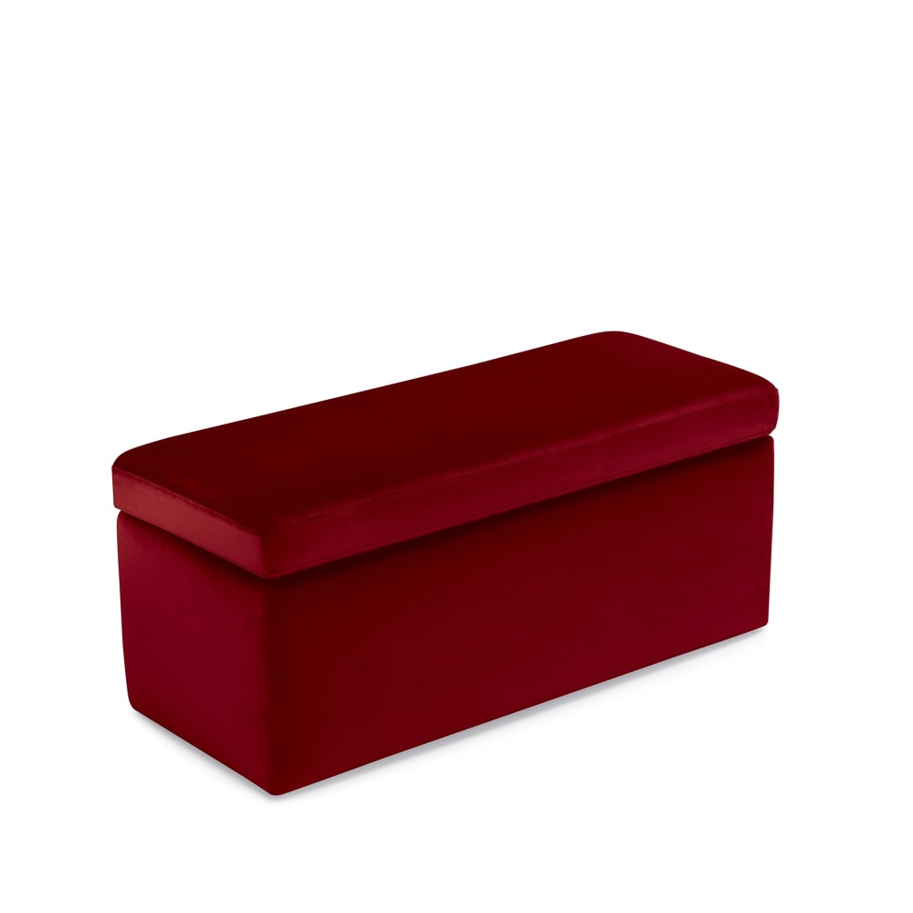 Banc conteneur fabriqué en Italie en velours bordeaux 110x45 cm - Maisons du Monde