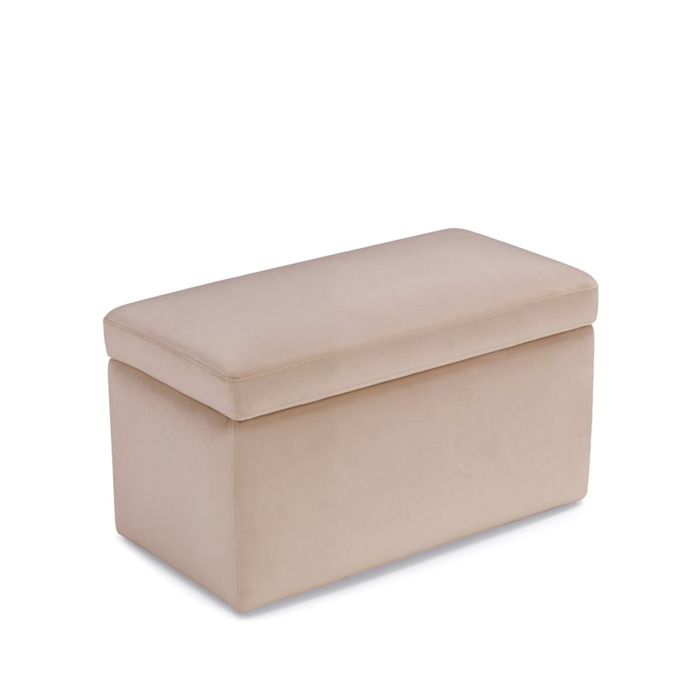 Banc de rangement fabriqué en Italie en velours camel 80x40 cm - Maisons du Monde