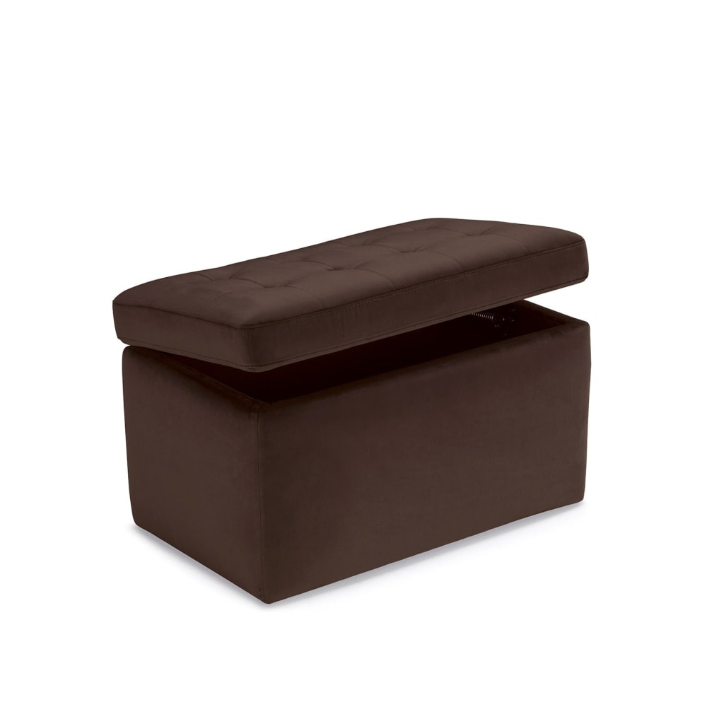 Banc rangement fabriqué en Italie matelassé velours marron 80x47 cm