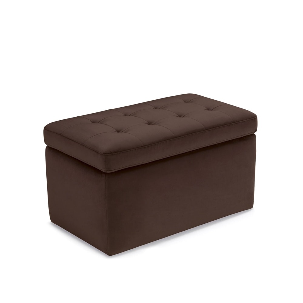 Banc rangement fabriqué en Italie matelassé velours marron 80x47 cm - Maisons du Monde