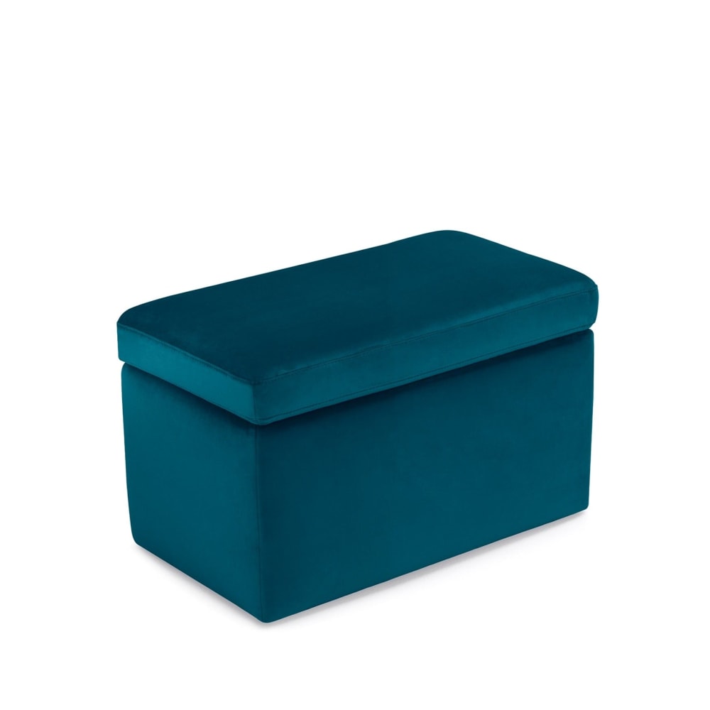 Banc de rangement fabriqué en Italie en velours pétrole 80x40 cm - Maisons du Monde