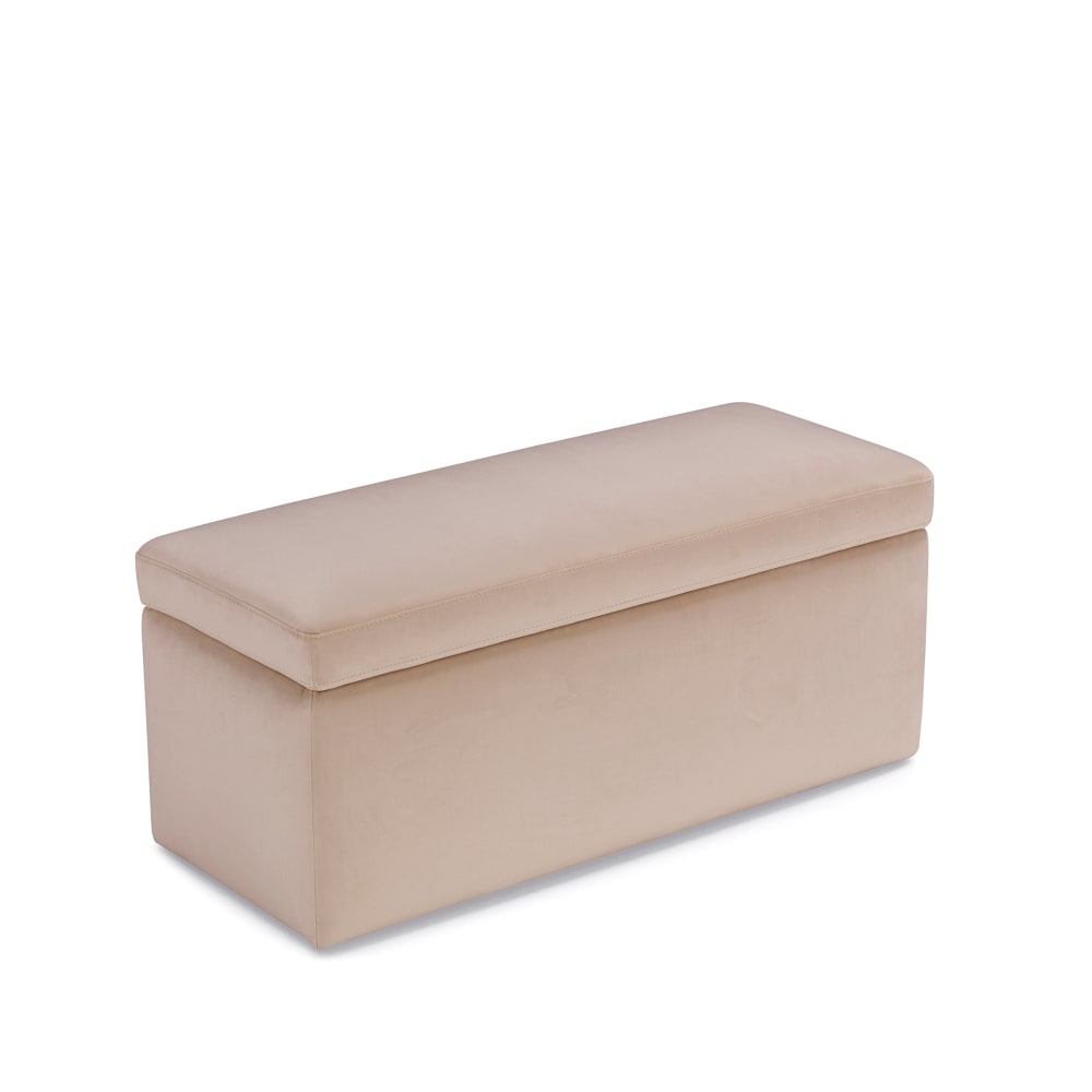 Banc de rangement fabriqué en Italie en velours camel 110x45 cm - Maisons du Monde