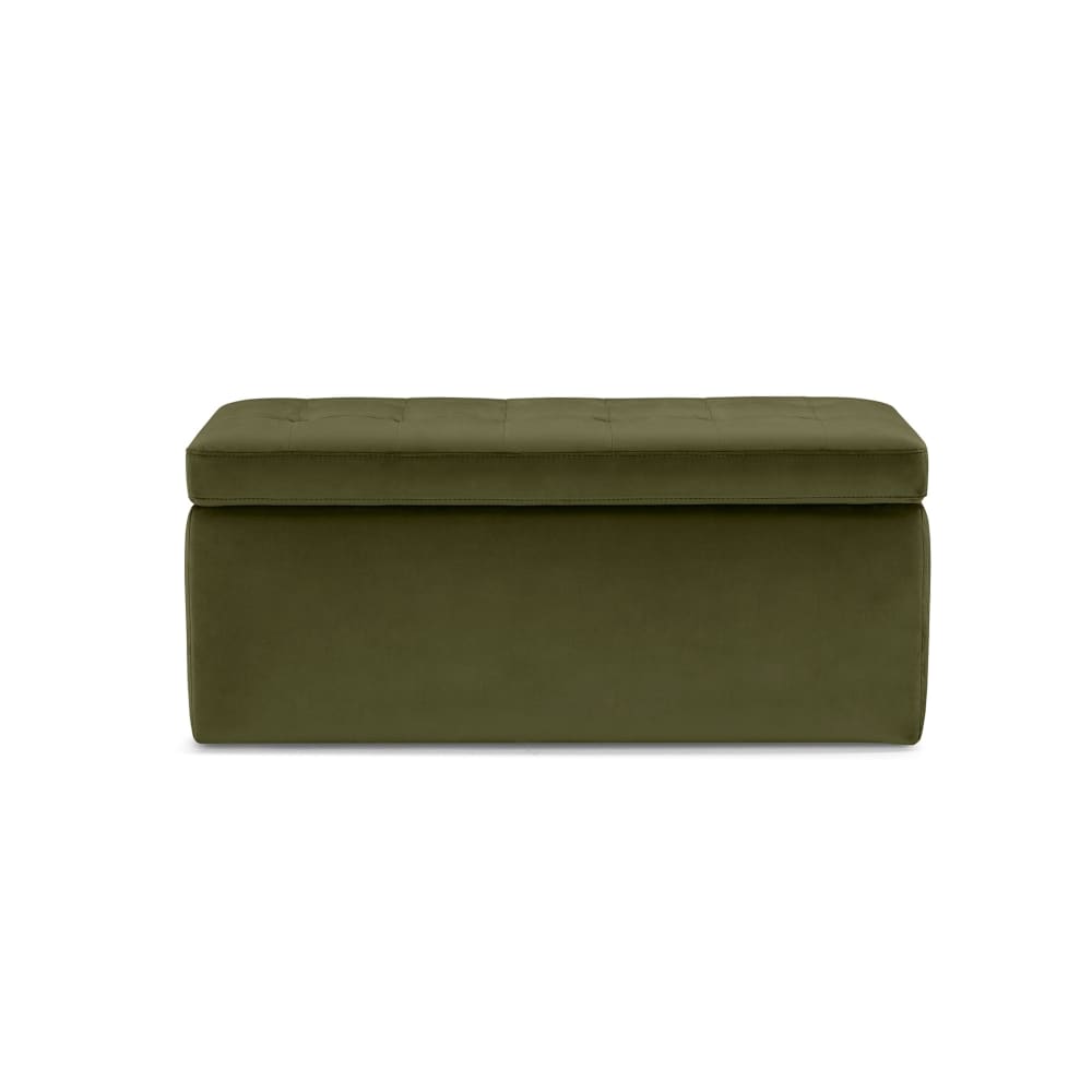 Banc rangement fabriqué Italie matelassé en velours vert 110x50 cm - Maisons du Monde